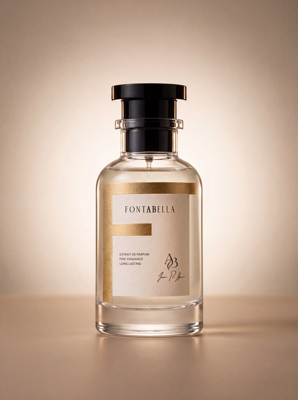 Perfume L'Hombre Libre de Fontabella, extrait de parfum en frasco de vidrio con etiqueta dorada