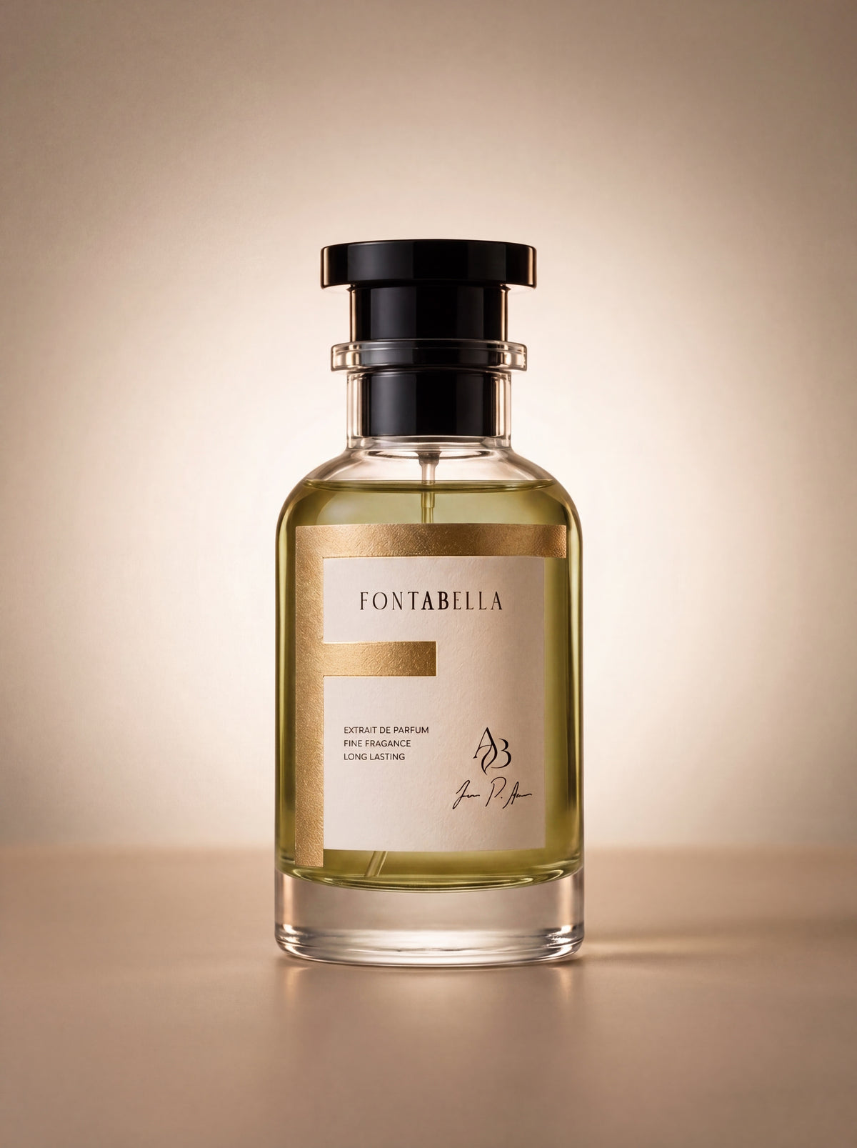 Perfume Million Homme de Fontabella, extrait de parfum en frasco de vidrio con etiqueta dorada