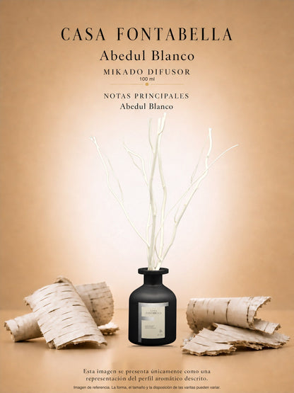 Mikado Abedul Blanco de 100 ml en envase negro — Casa Fontabella
