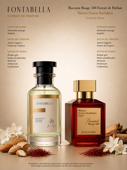 Perfume Bakará 540 de Fontabella junto a su inspiración: Baccarat Rouge 540 de MFK