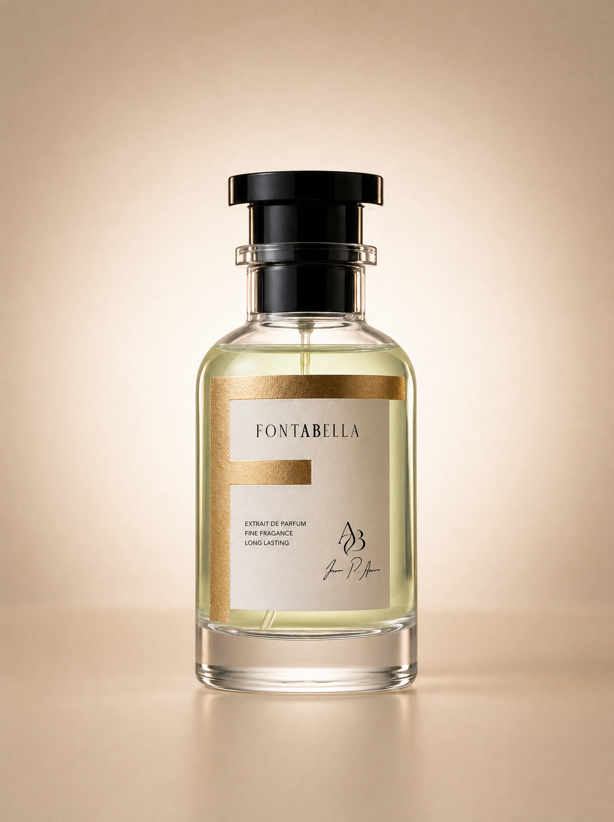 Perfume Chansé de Fontabella, extrait de parfum en frasco de vidrio con etiqueta dorada