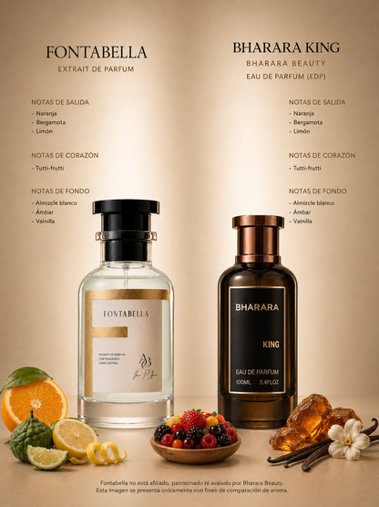 Perfume Bharara Rey de Fontabella junto a su inspiración: Bharara King
