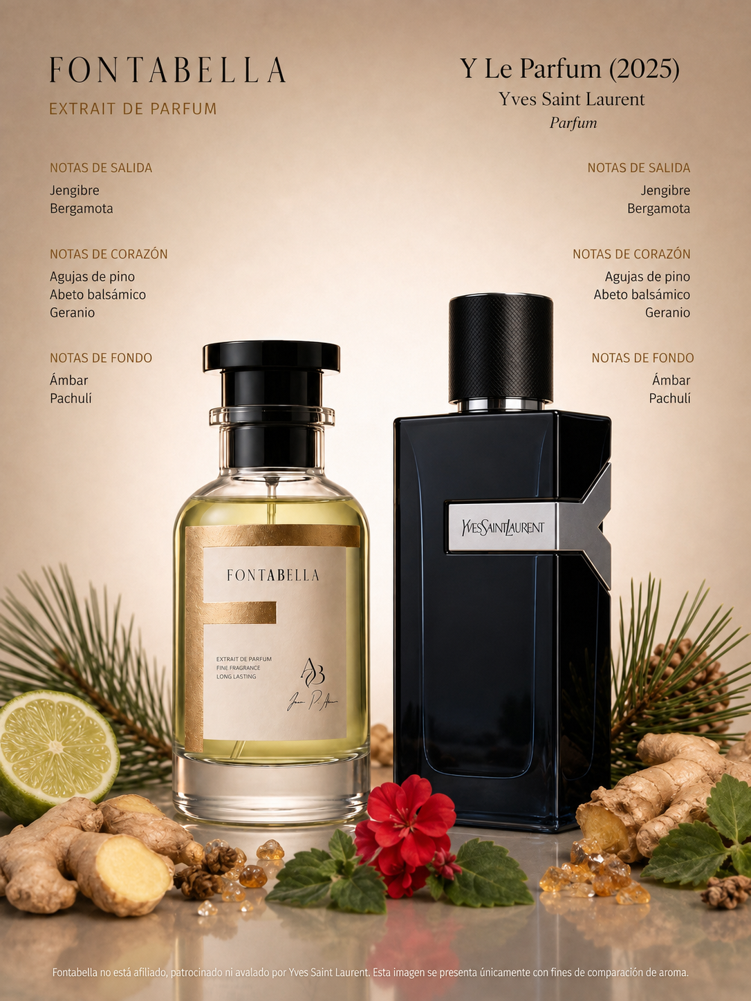 Perfume Y Elixir de Fontabella junto a su inspiración: Y L'Elixir de YSL