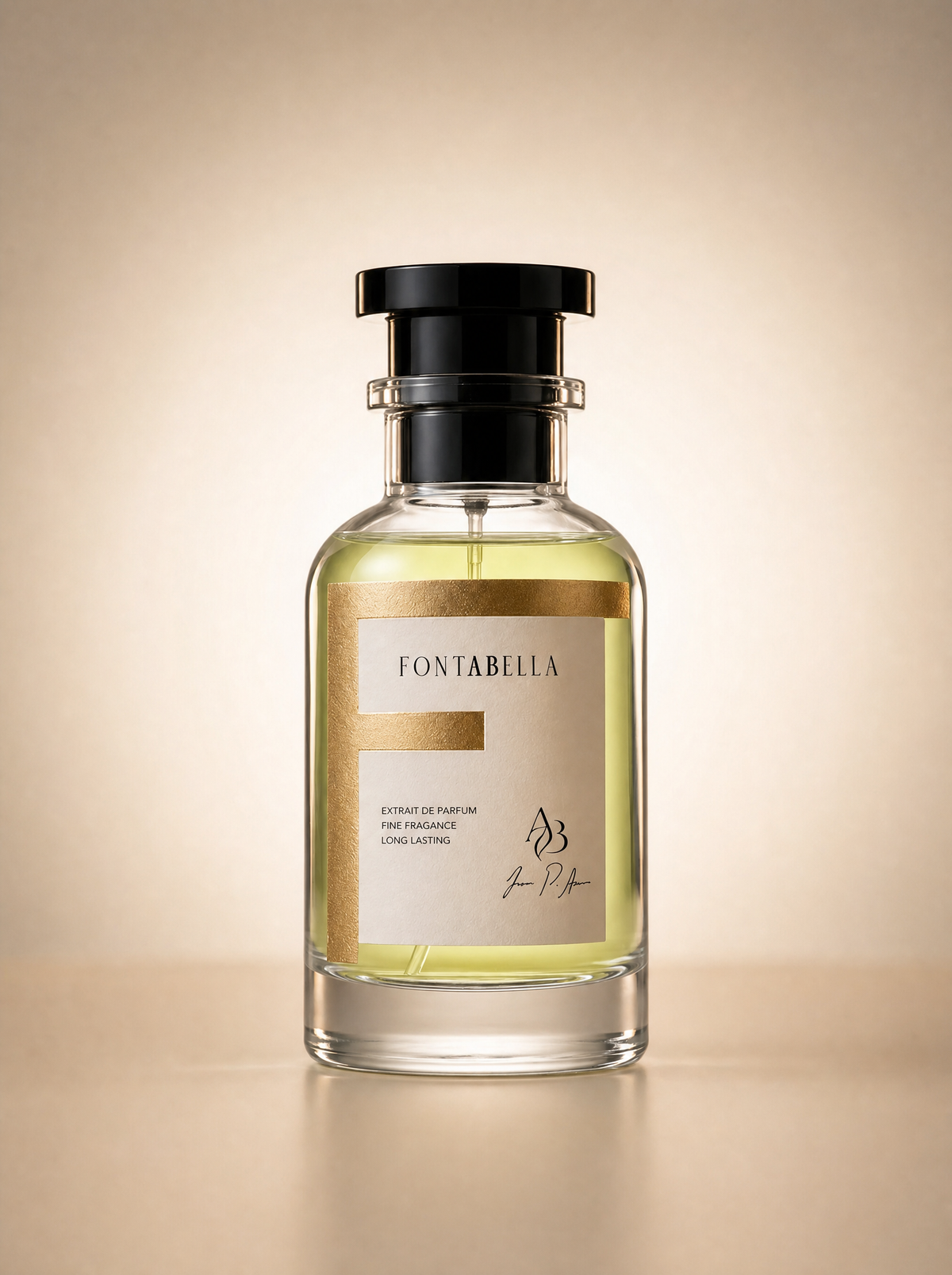 Perfume Berry O' Top de Fontabella, extrait de parfum en frasco de vidrio con etiqueta dorada