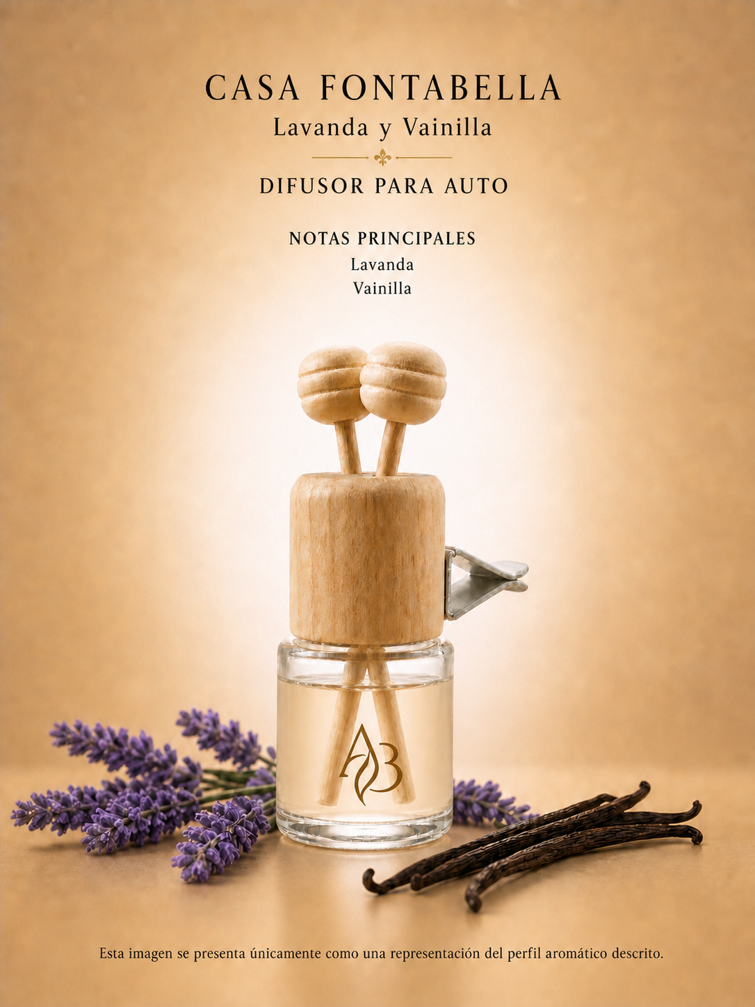 Aromatizante para auto Lavanda y Vainilla de Casa Fontabella