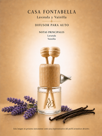 Aromatizante para auto Lavanda y Vainilla de Casa Fontabella