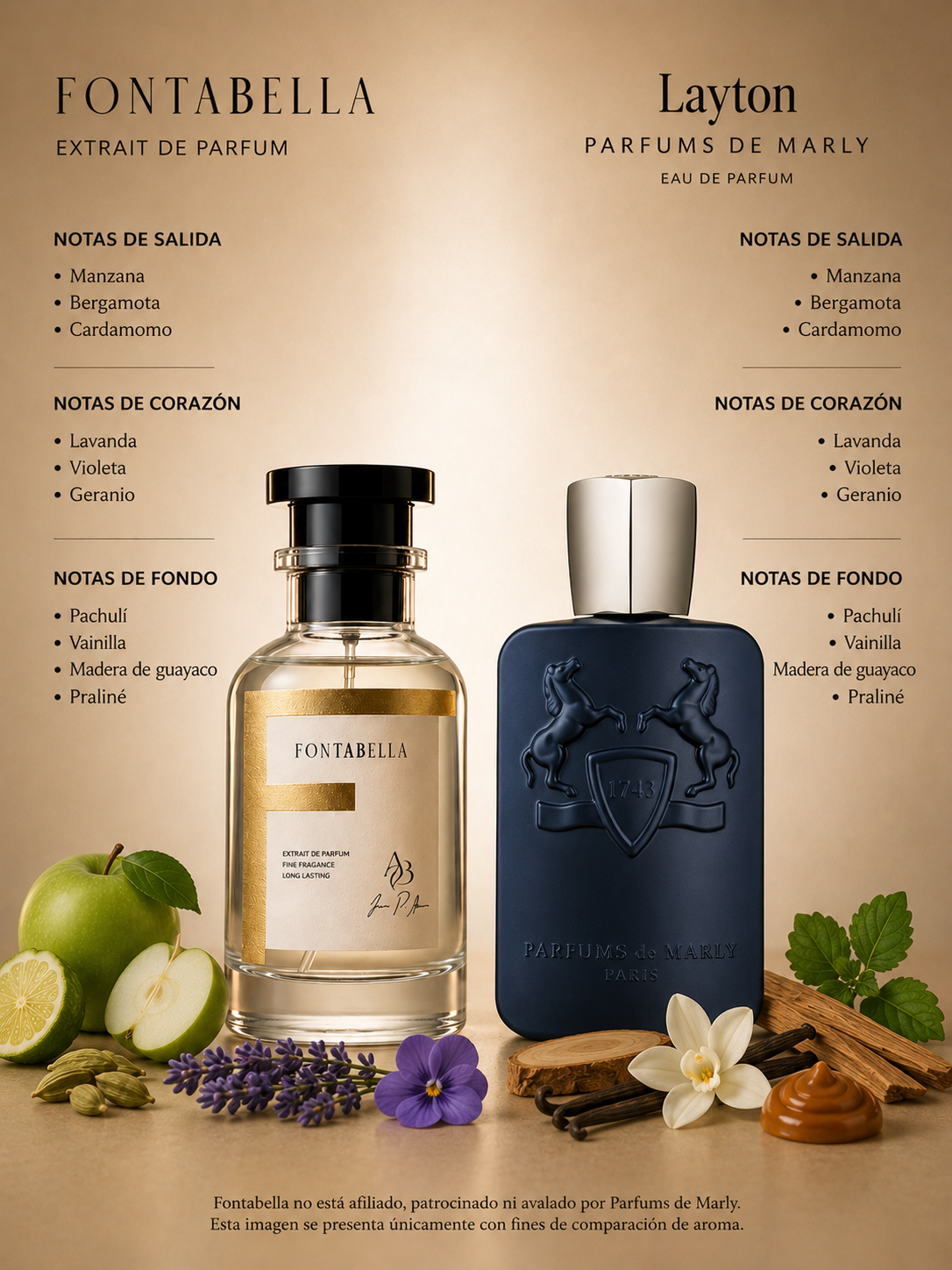Perfume U. Layton de Fontabella junto a su inspiración: Ulayton de Parfums de Marly