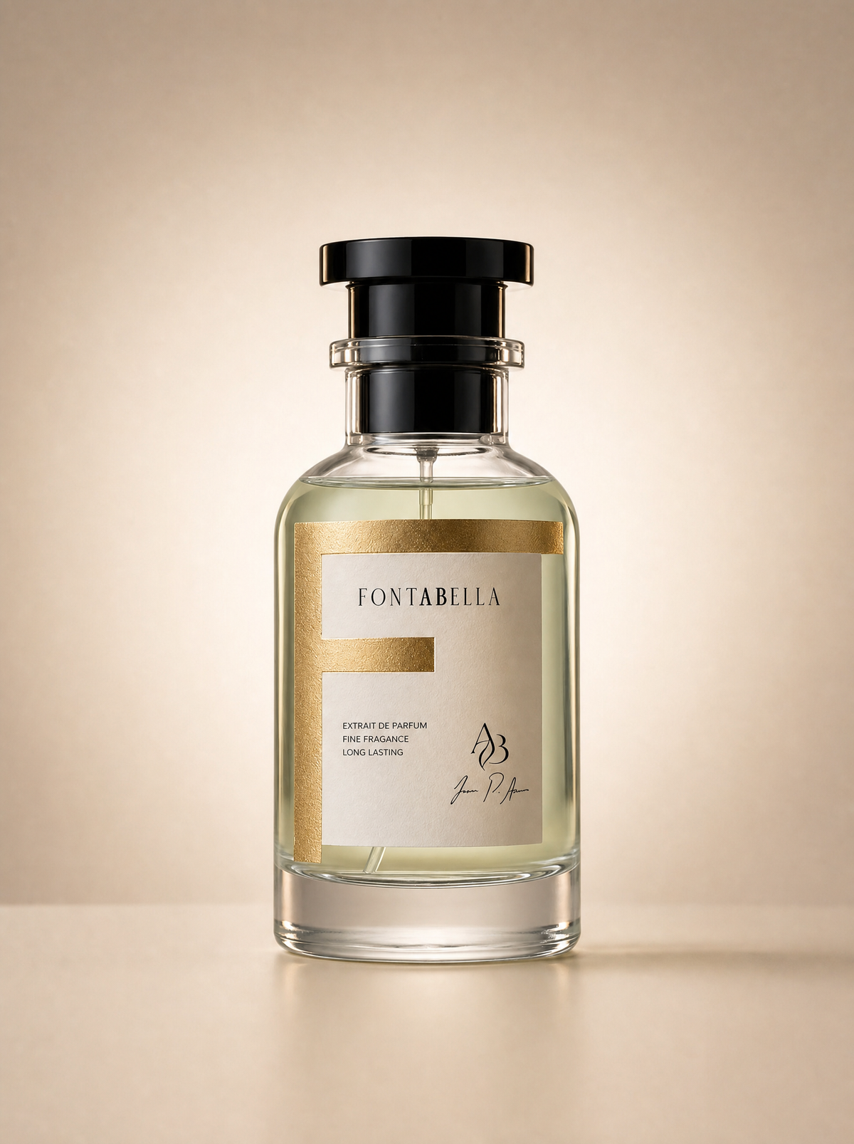 Perfume Club Intenso de Fontabella, extrait de parfum en frasco de vidrio con etiqueta dorada