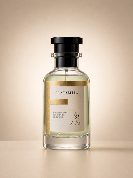Perfume Club Intenso de Fontabella, extrait de parfum en frasco de vidrio con etiqueta dorada
