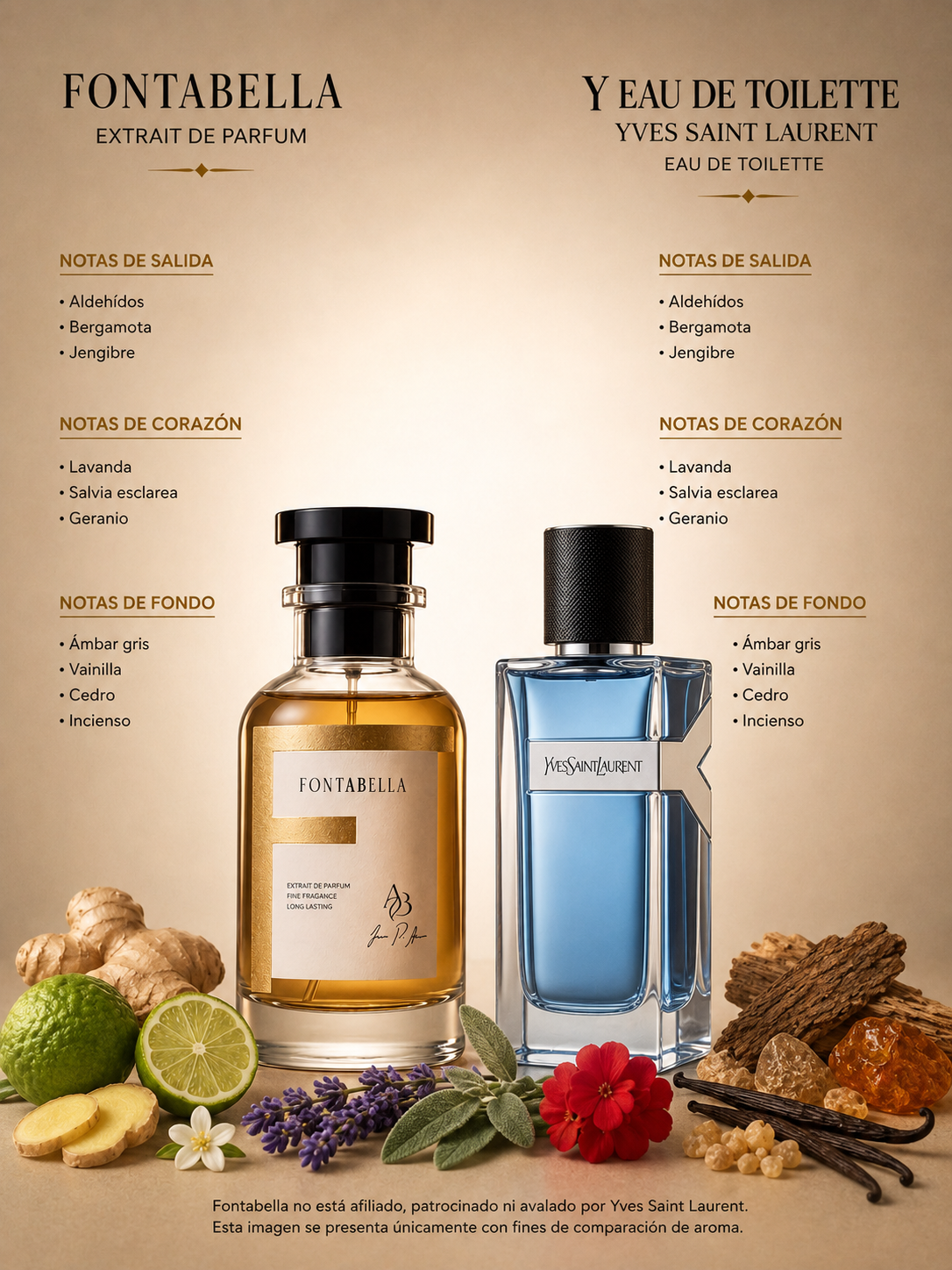 Perfume Lord Y de Fontabella junto a su inspiración: Y de Yves Saint Laurent