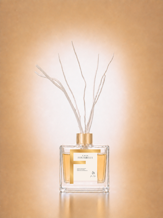 Mikado Marriotté · frasco de 180 ml, envase transparente dorado