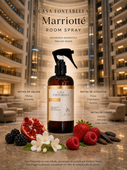 Spray de ambiente Marriotté de Casa Fontabella junto a su inspiración: Marriott: Attune