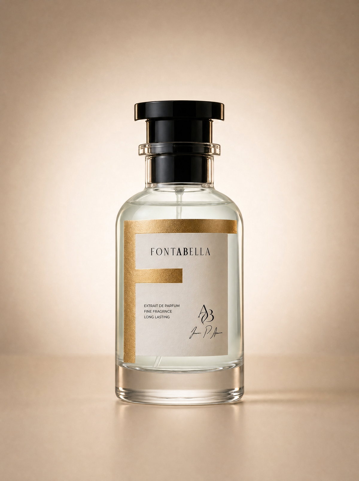 Perfume After Love de Fontabella, extrait de parfum en frasco de vidrio con etiqueta dorada
