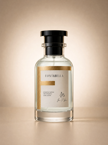 Perfume After Love de Fontabella, extrait de parfum en frasco de vidrio con etiqueta dorada