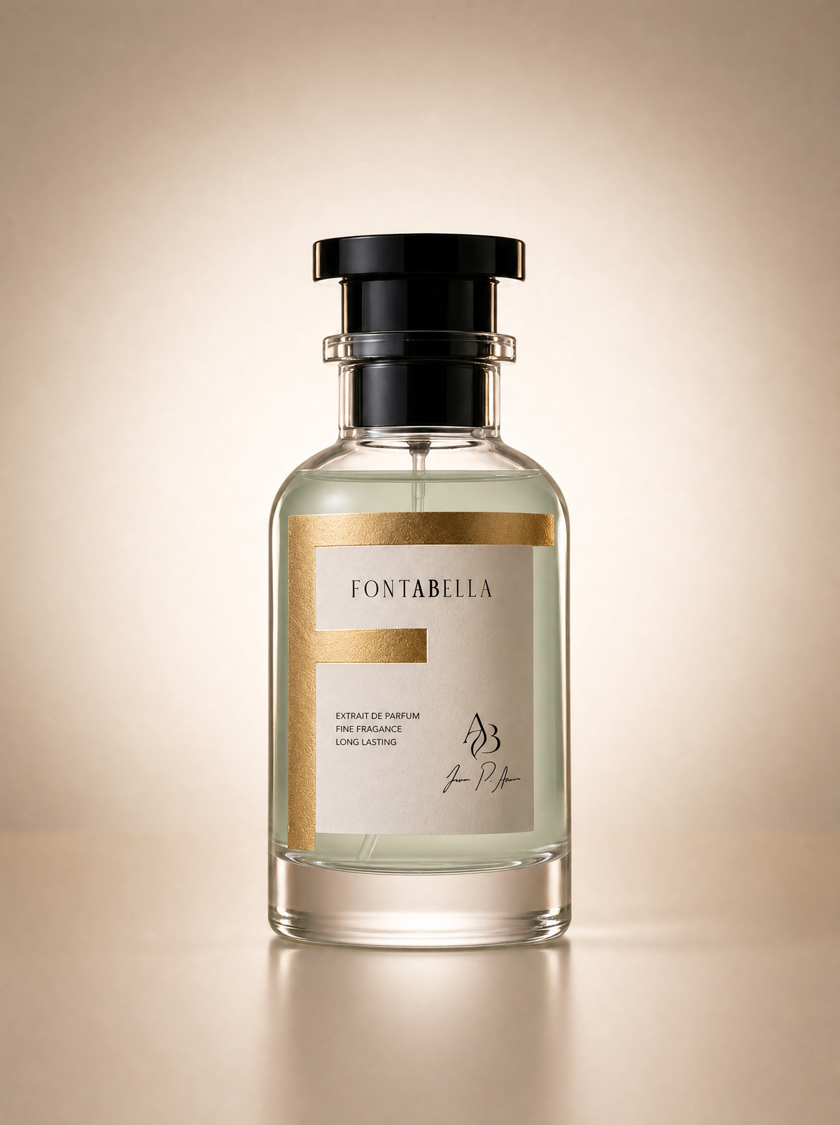 Perfume Matcha 26 de Fontabella, extrait de parfum en frasco de vidrio con etiqueta dorada