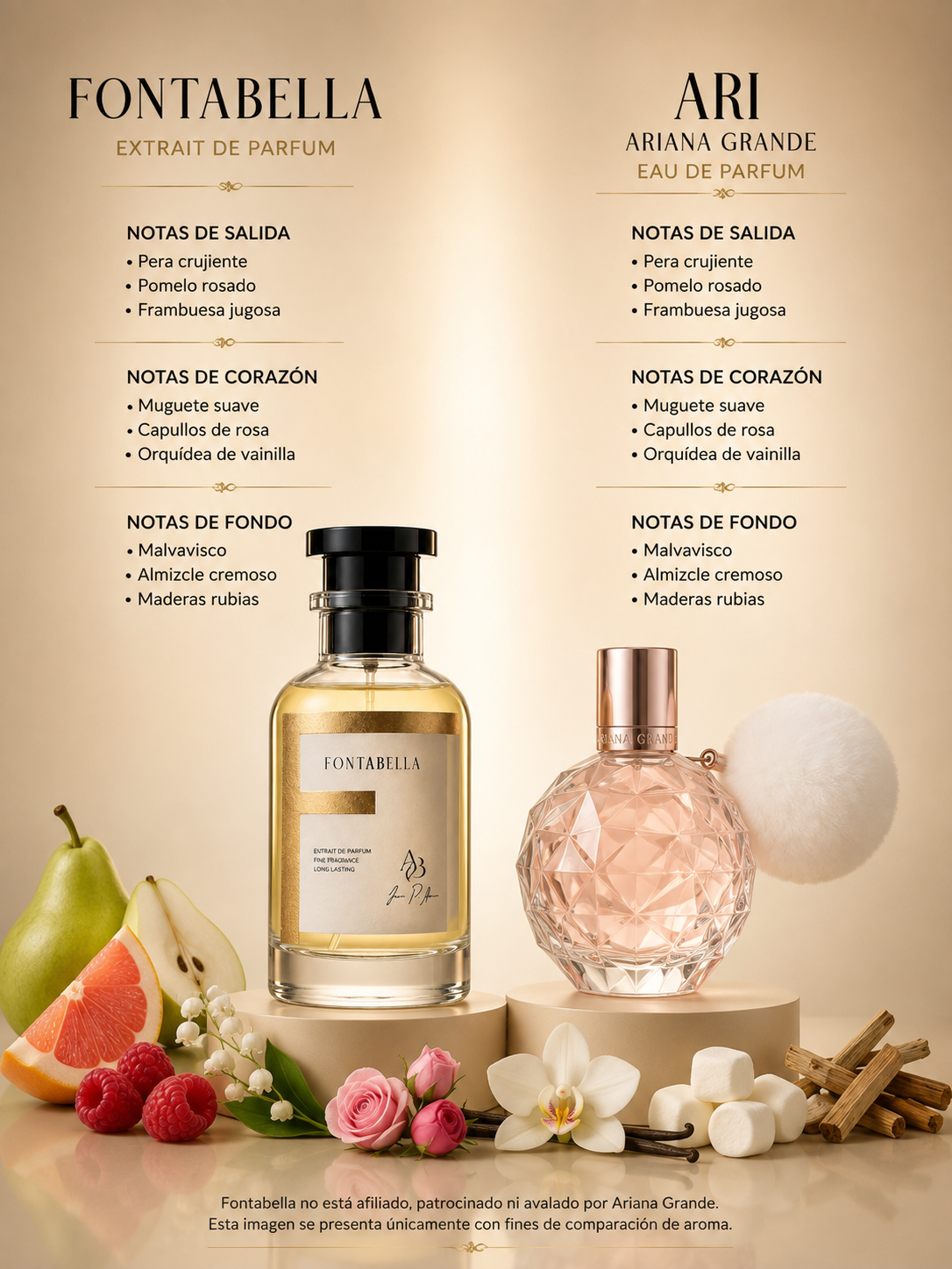 Perfume Airí de Fontabella junto a su inspiración: Ari de Ariana Grande