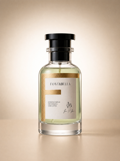 Perfume Boy Toy de Fontabella, extrait de parfum en frasco de vidrio con etiqueta dorada