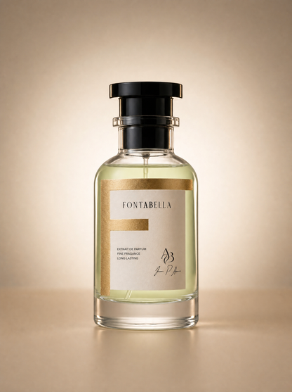 Perfume Bakará 540 de Fontabella, extrait de parfum en frasco de vidrio con etiqueta dorada