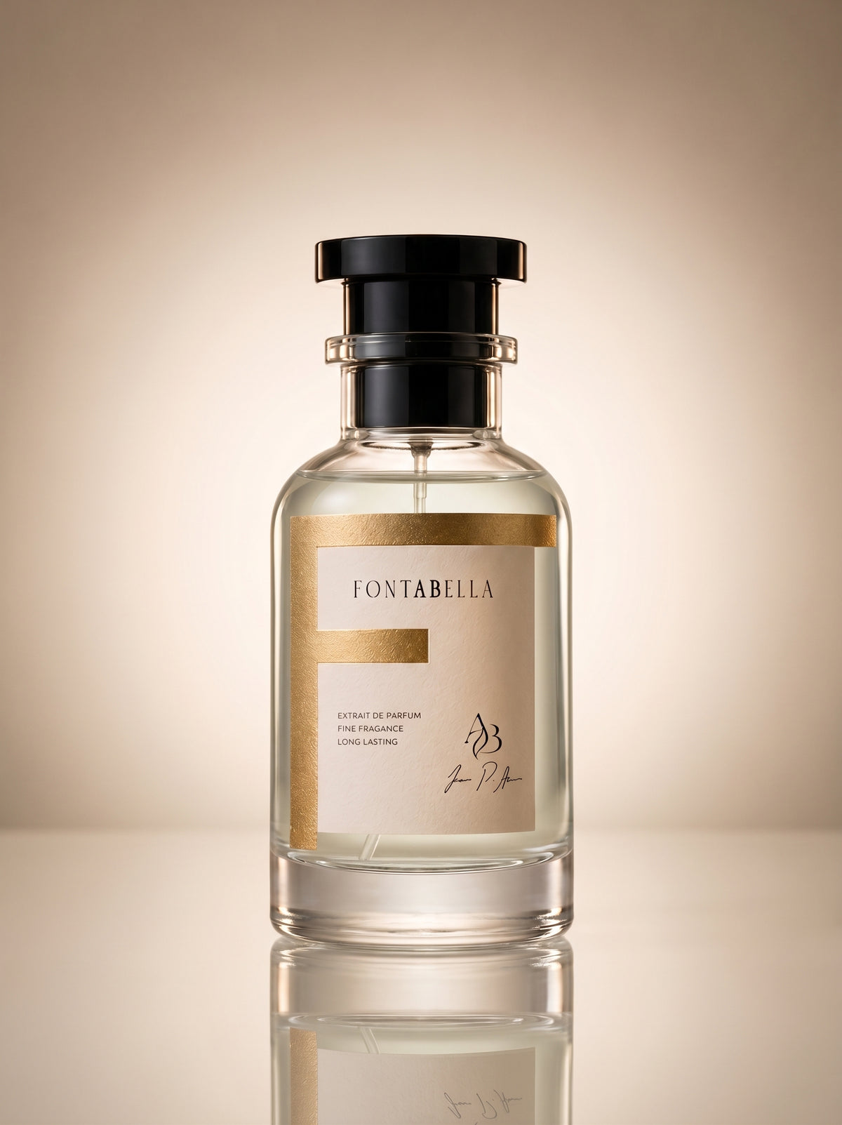 Perfume Polo Azul de Fontabella, extrait de parfum en frasco de vidrio con etiqueta dorada