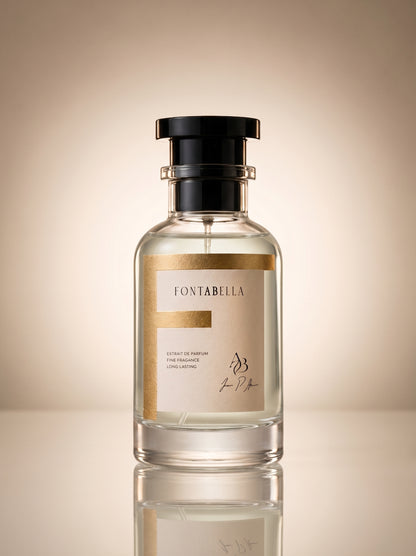 Perfume Polo Azul de Fontabella, extrait de parfum en frasco de vidrio con etiqueta dorada