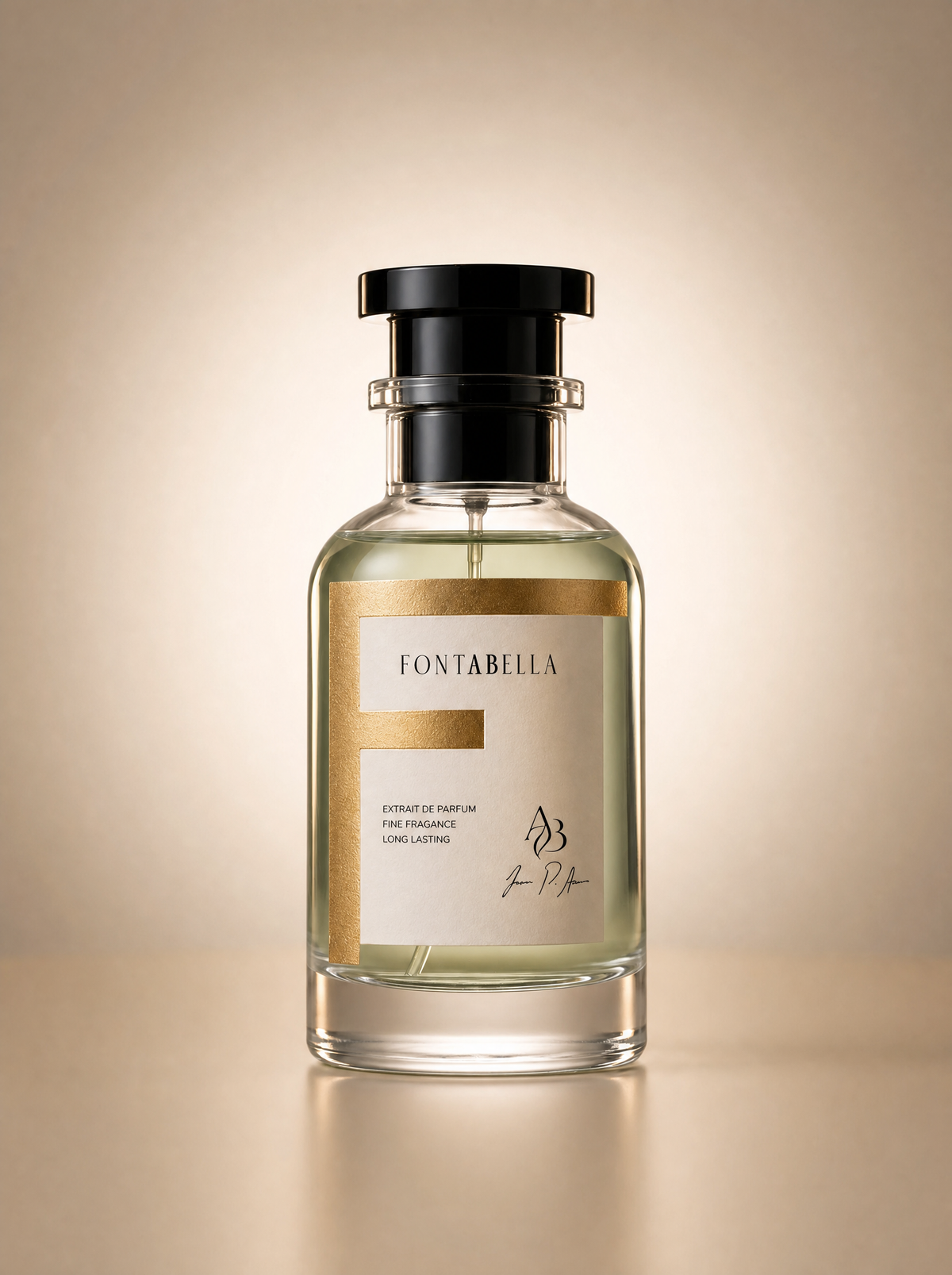 Perfume Sage & Salt de Fontabella, extrait de parfum en frasco de vidrio con etiqueta dorada