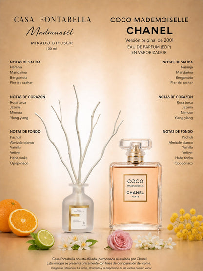 Mikado Madmuasél de 100 ml en envase esmerilado dorado — Casa Fontabella