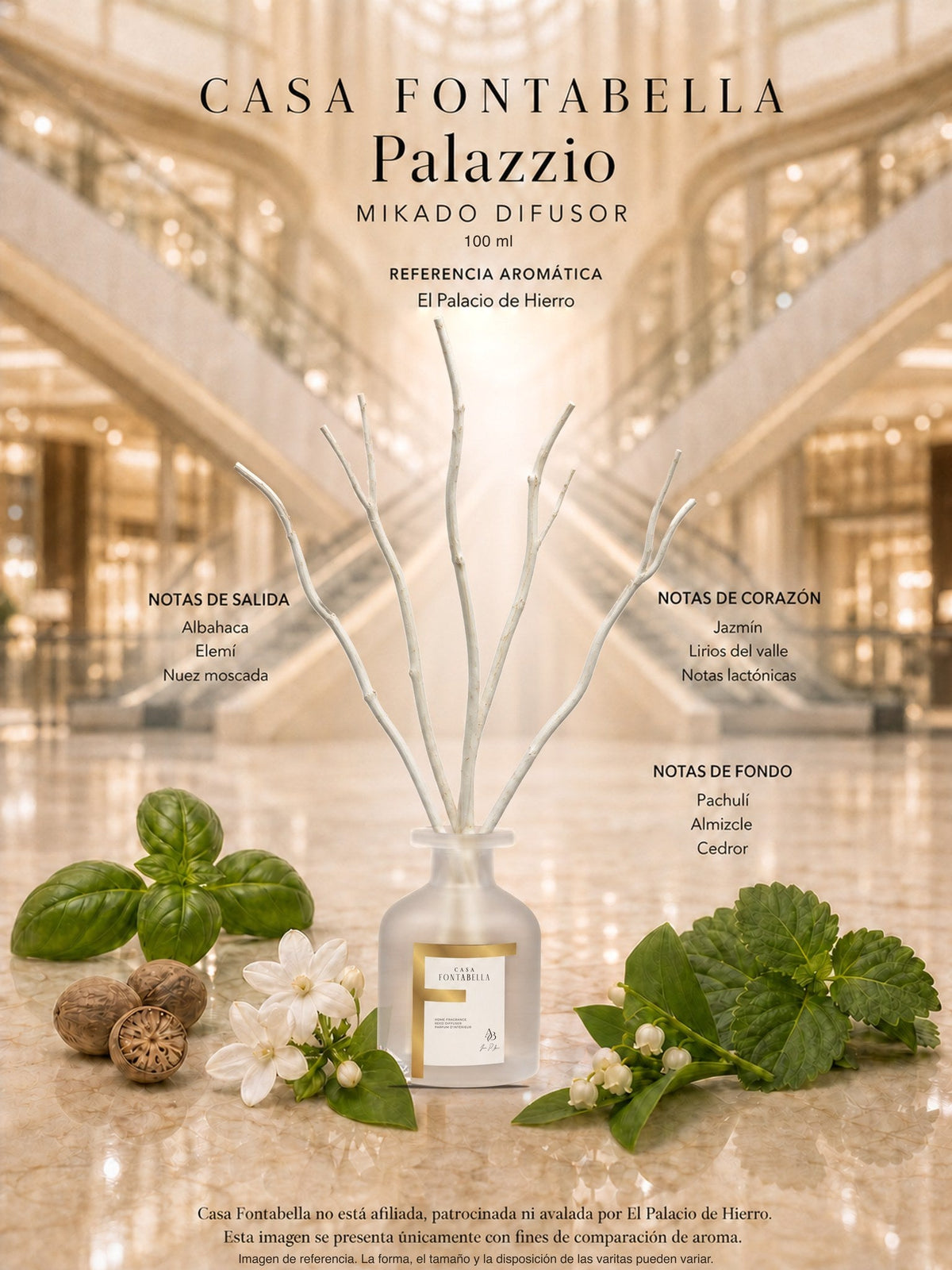 Mikado Palazzio de 100 ml en envase esmerilado dorado — Casa Fontabella