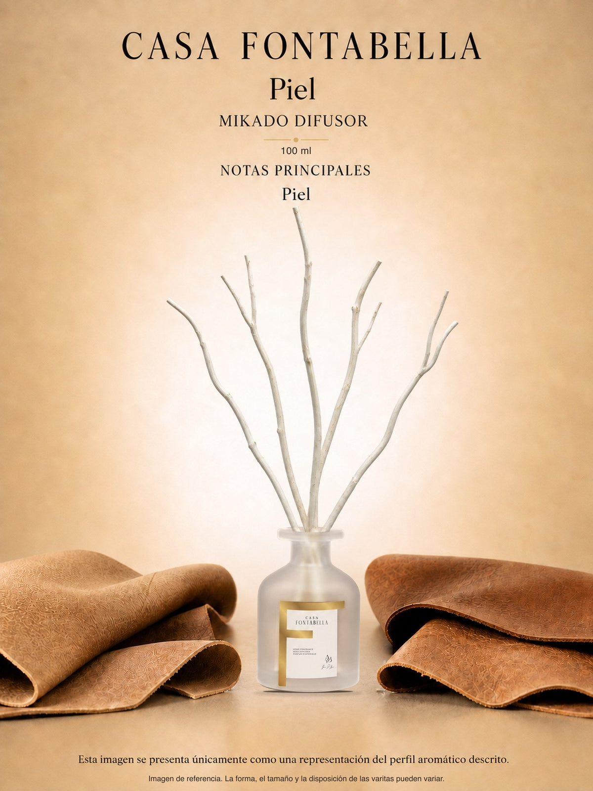 Mikado Piel de 100 ml en envase esmerilado dorado — Casa Fontabella