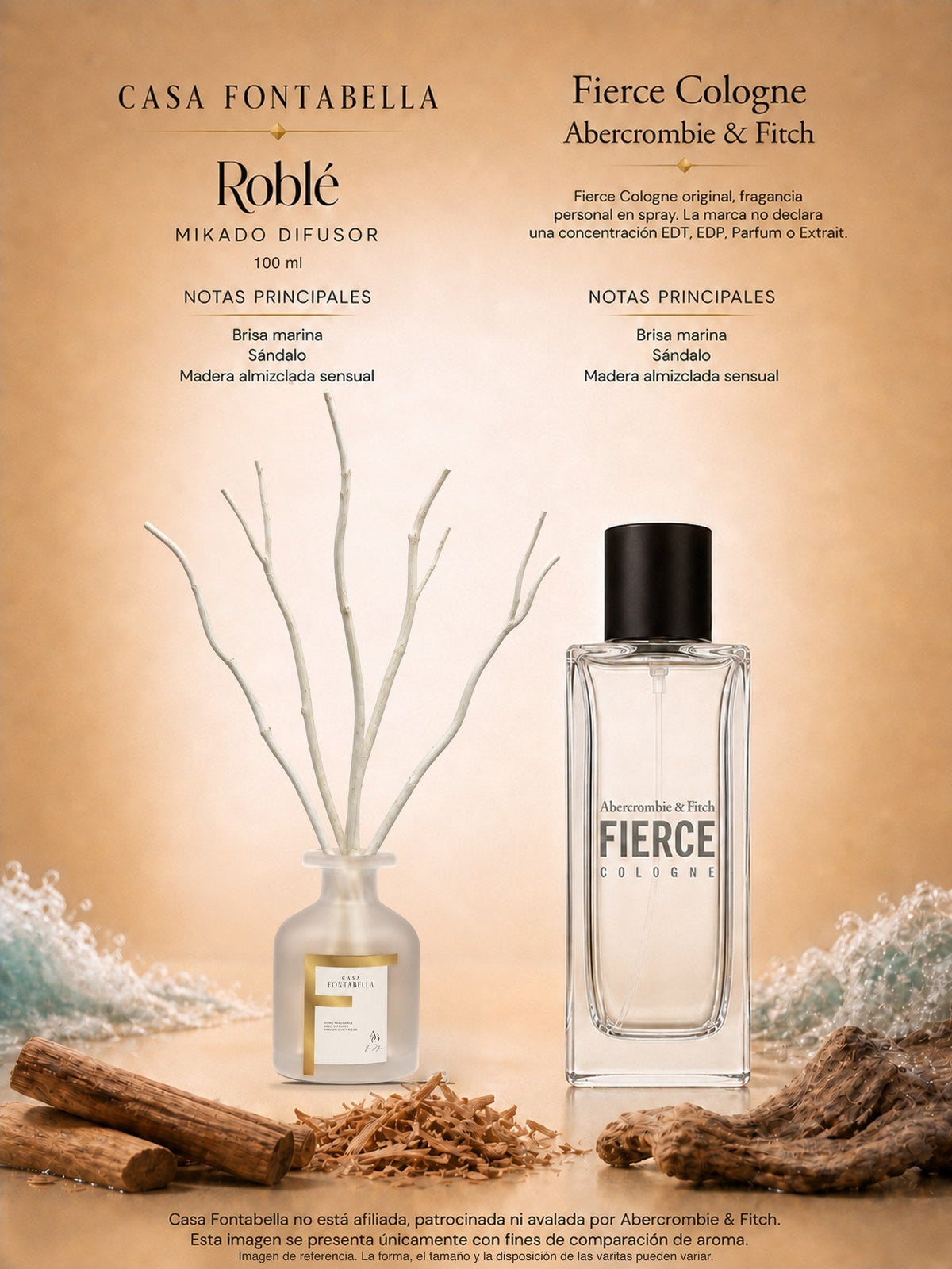 Mikado Roblé de 100 ml en envase esmerilado dorado — Casa Fontabella