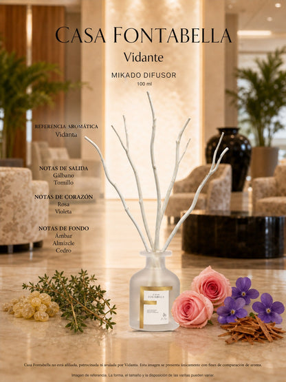 Mikado Vidante de 100 ml en envase esmerilado dorado — Casa Fontabella