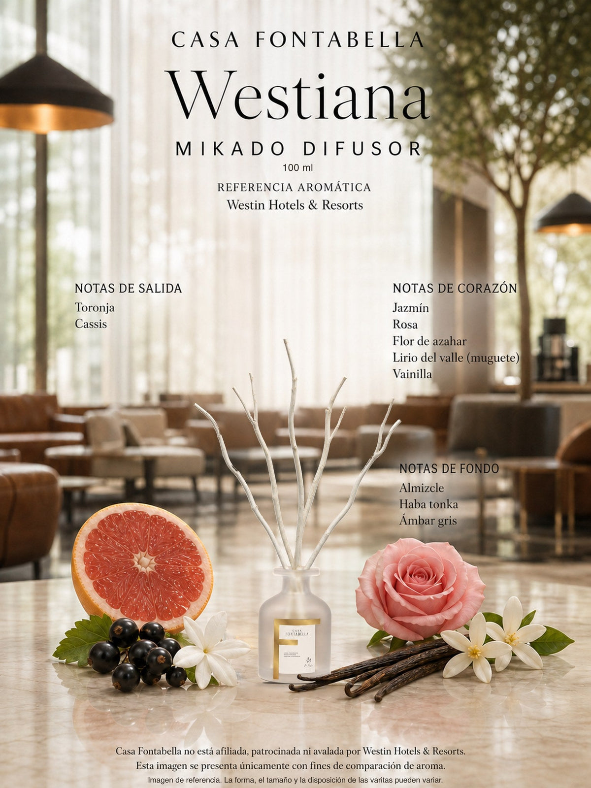 Mikado Westiana de 100 ml en envase esmerilado dorado — Casa Fontabella